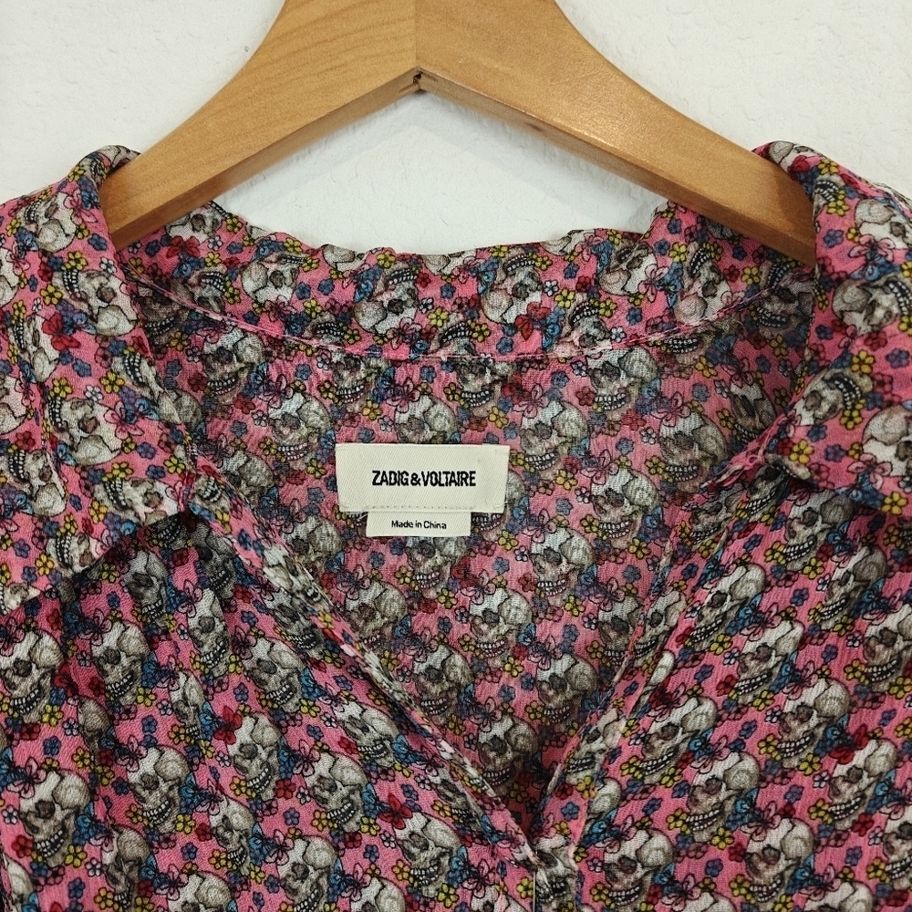 ZADIG & VOLTAIRE Women's Reevas Liberty Skull Mini Cinch Waist Dress Small - Picture 9 of 15